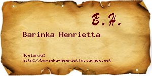 Barinka Henrietta névjegykártya